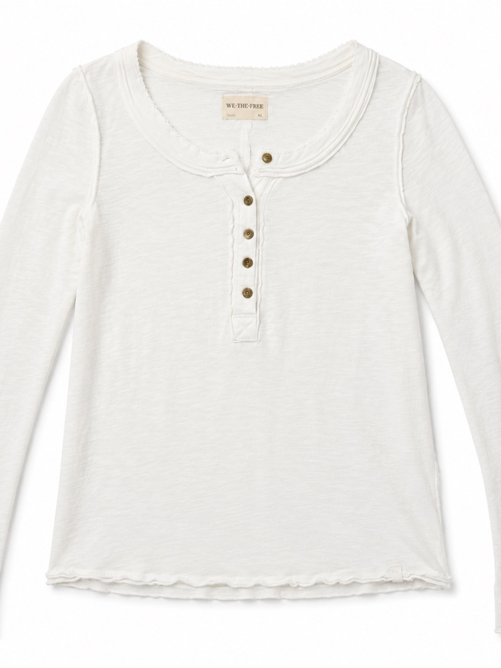 We The Free white Long-Sleeve Henley with Button Placket